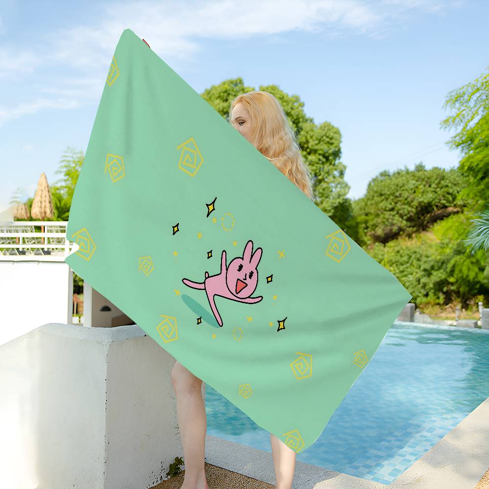 My F-Friend Pink Rabbit Funny Anime Beach Towel Colorful Bath Towels For Girl Microfiber Quick Dry Custom Sand Free Beach