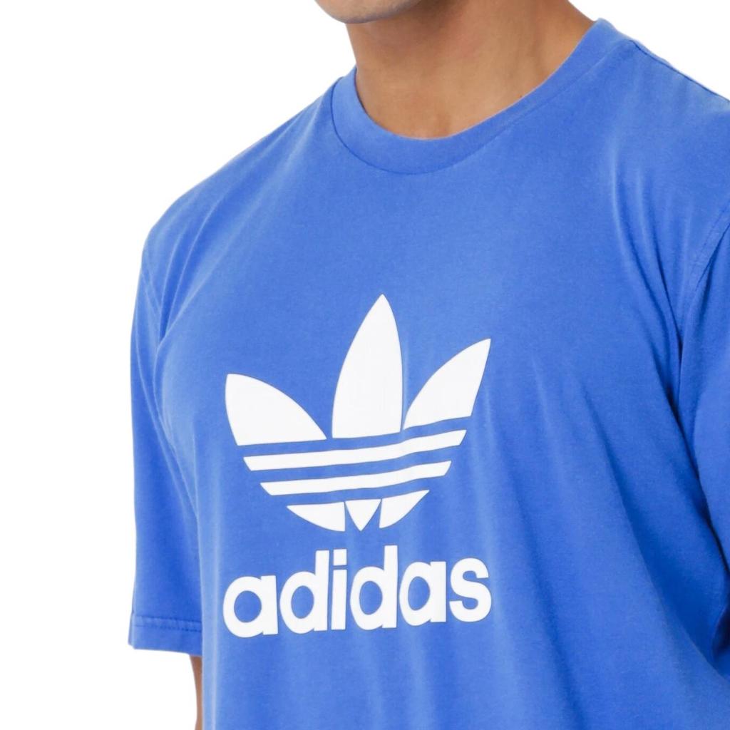 Adidas Originals Logo Round Neck Pullover Short Sleeve T-Shirt Men T-Shirts Blue CW0703