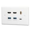 6 Port Wall Plate 2xHD Multimedia Interface 2xUSB3.0 1xType C 1xCat6 Ethernet Wall Plate for TV