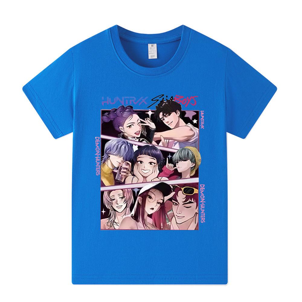 A1224 Kids Boys Girls Kpop Rumi Zoey Mira Print Short Sleeves T-shirt