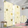 2pcs 2D Flat Printing Curtains Cute Bee Flower Stars Polyester Without Electricity Party Decorations Use for Indoor Celebrations