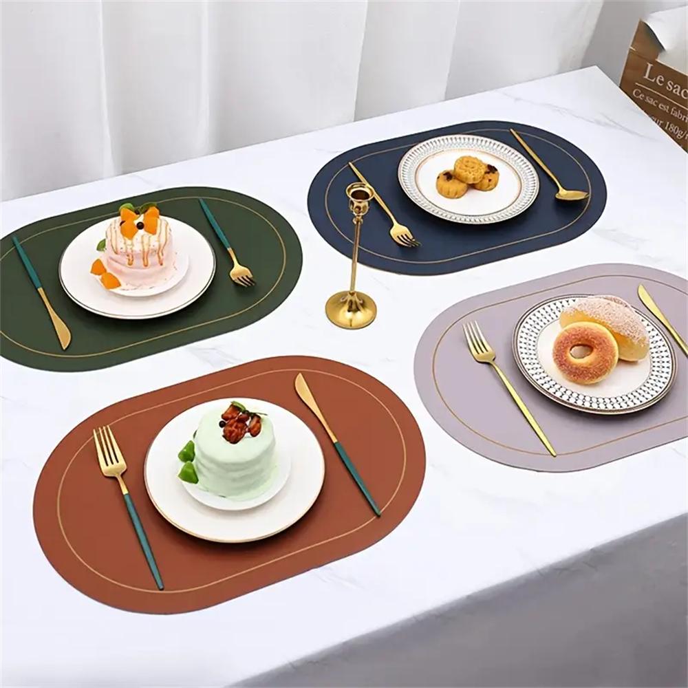 Oval heat-resistant placemats, double-sided design for all dining needs. Non-slip and heat-resistant table mats, available in mu
