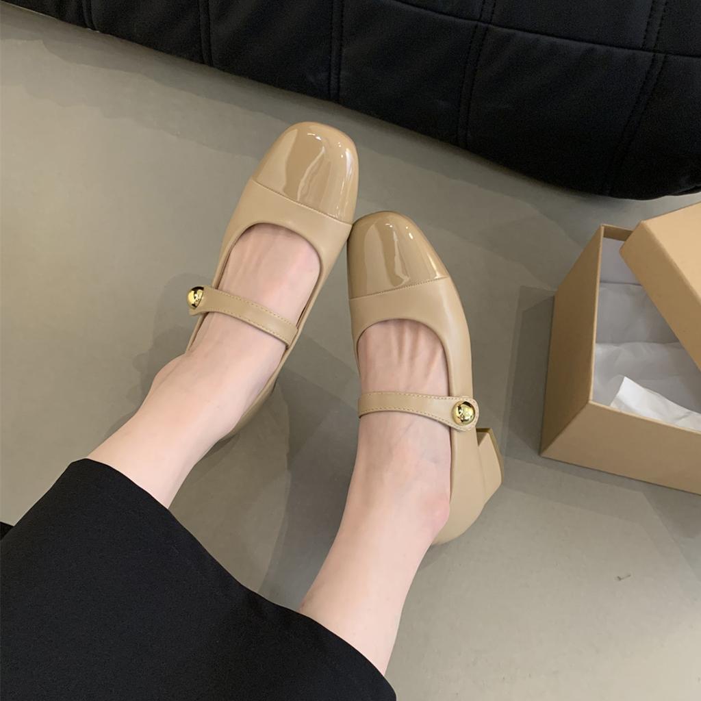 French evening wind light mouth single shoes women's middle heel 2025 autumn Korean version retro gentle temperament fairy thick heel Mary Jane