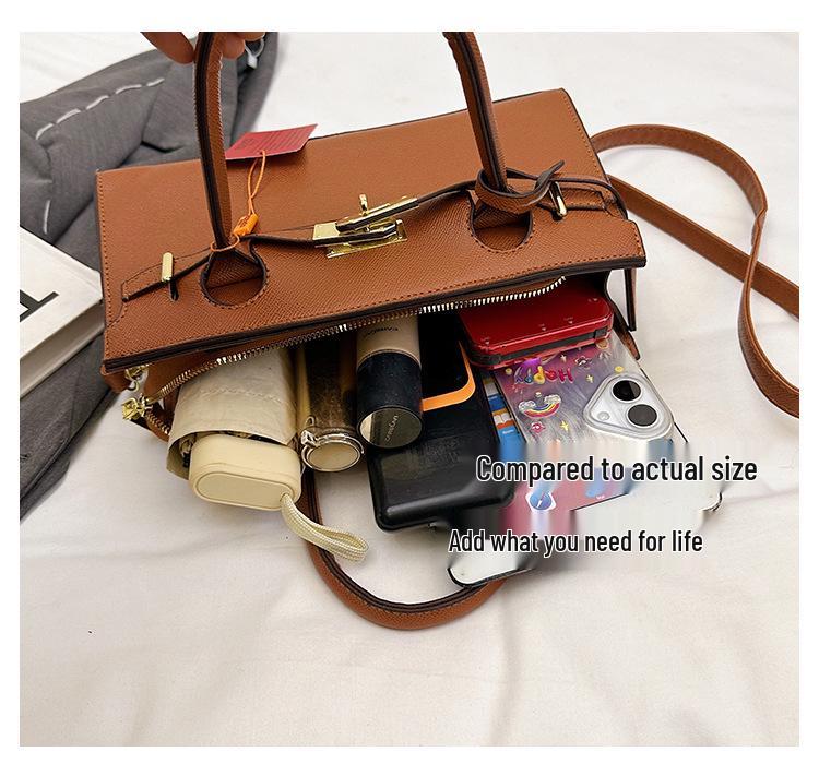 2025 Korean Style Large Capacity Textured Platinum Handbag - Versatile Women's Shoulder Crossbody Bag