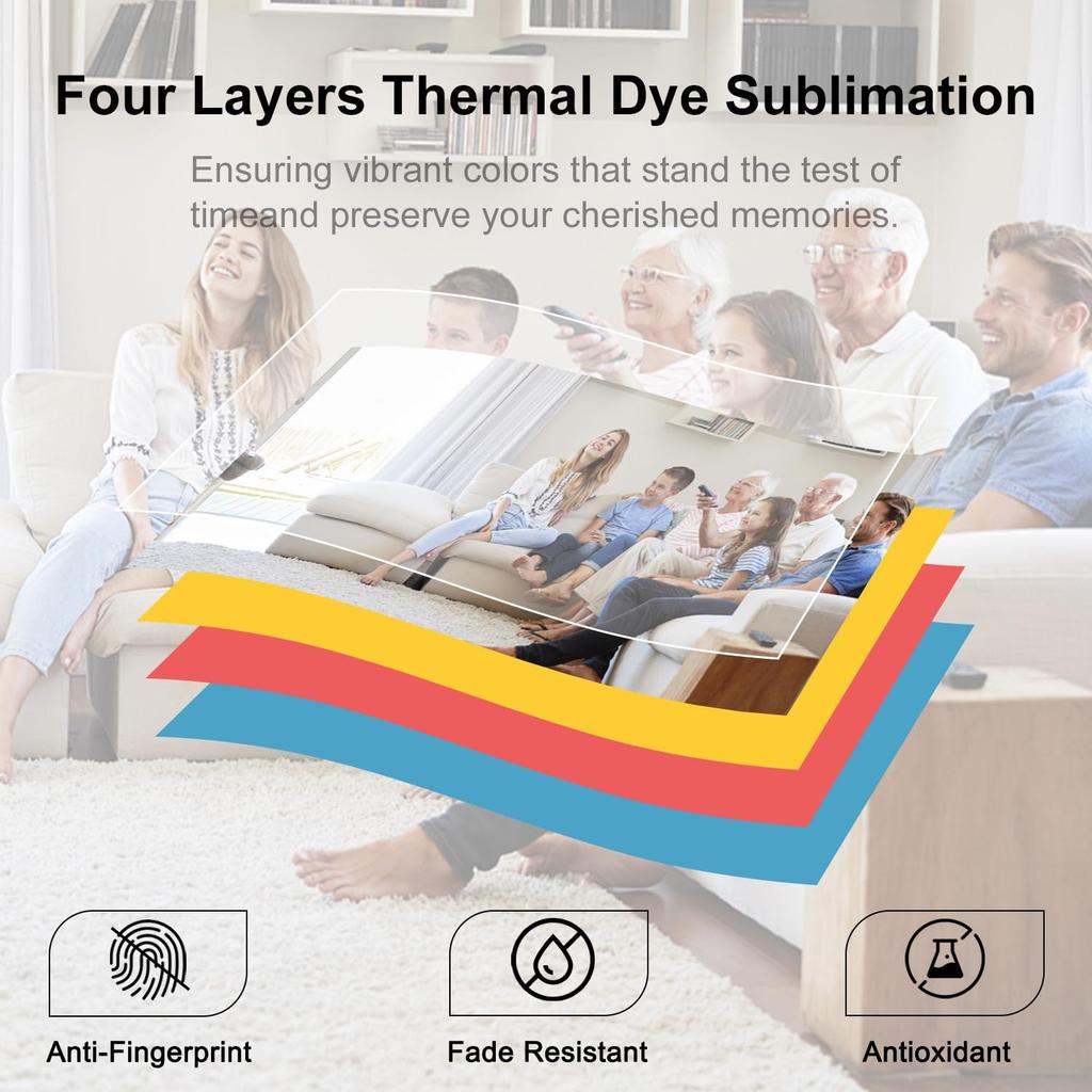 Compatible with Amber M100/M200 4x6 Photo Printer 80 Sheets Photo Paper & 2 Ink Cartridges Refill,Waterproof/Antioxidant/Non Fading,for DHP512/DHP513