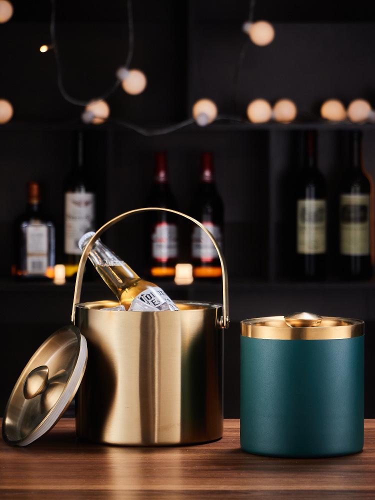 3L Stainless Steel Double-Layer Insulated Ice Bucket & Creative Beer/Wine Barrel Lunch Box