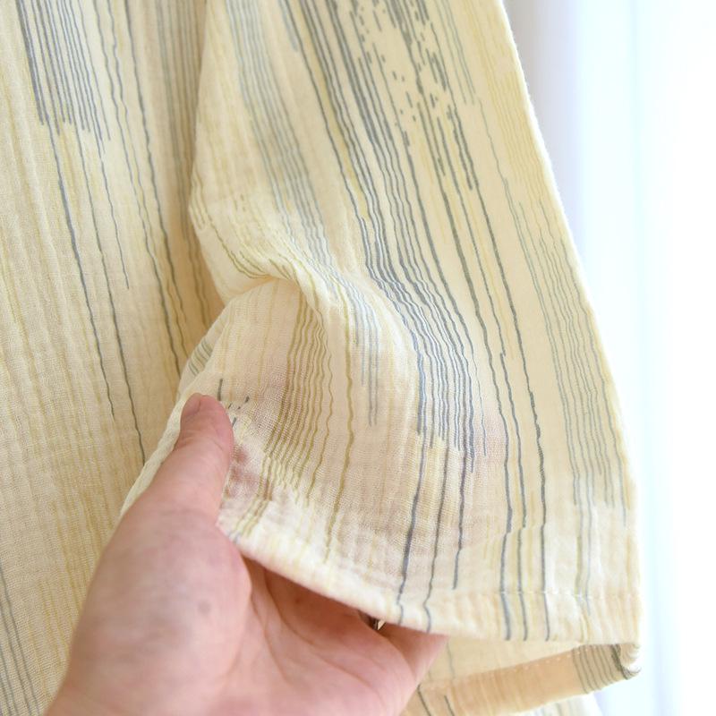 2023 Damen Krepp Double Gauze Kimono Nachthemd - Langärmlig, Locker sitzend Homewear Bademantel