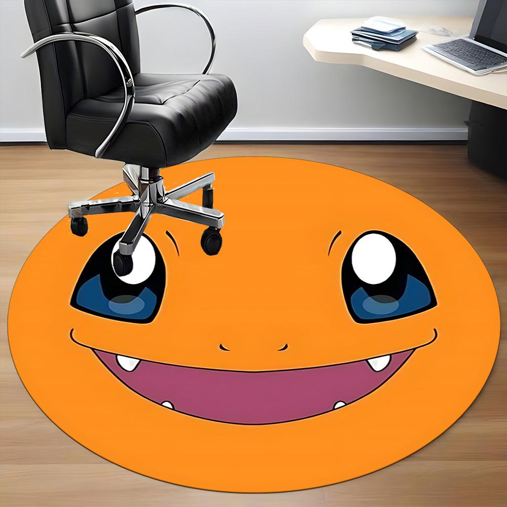 1pc Charmander Office Round Area Rug, Indoor Mat Suitable For Office, Under Office Chairs Bedroom Living Room Home Decor, Room Deco208