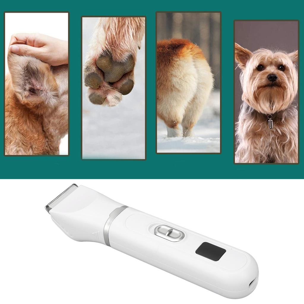 Set de tuns pentru câini, 4 lame, zgomot redus, reîncărcabil, fără fir, trimmer pentru labe de animale de companie, alb