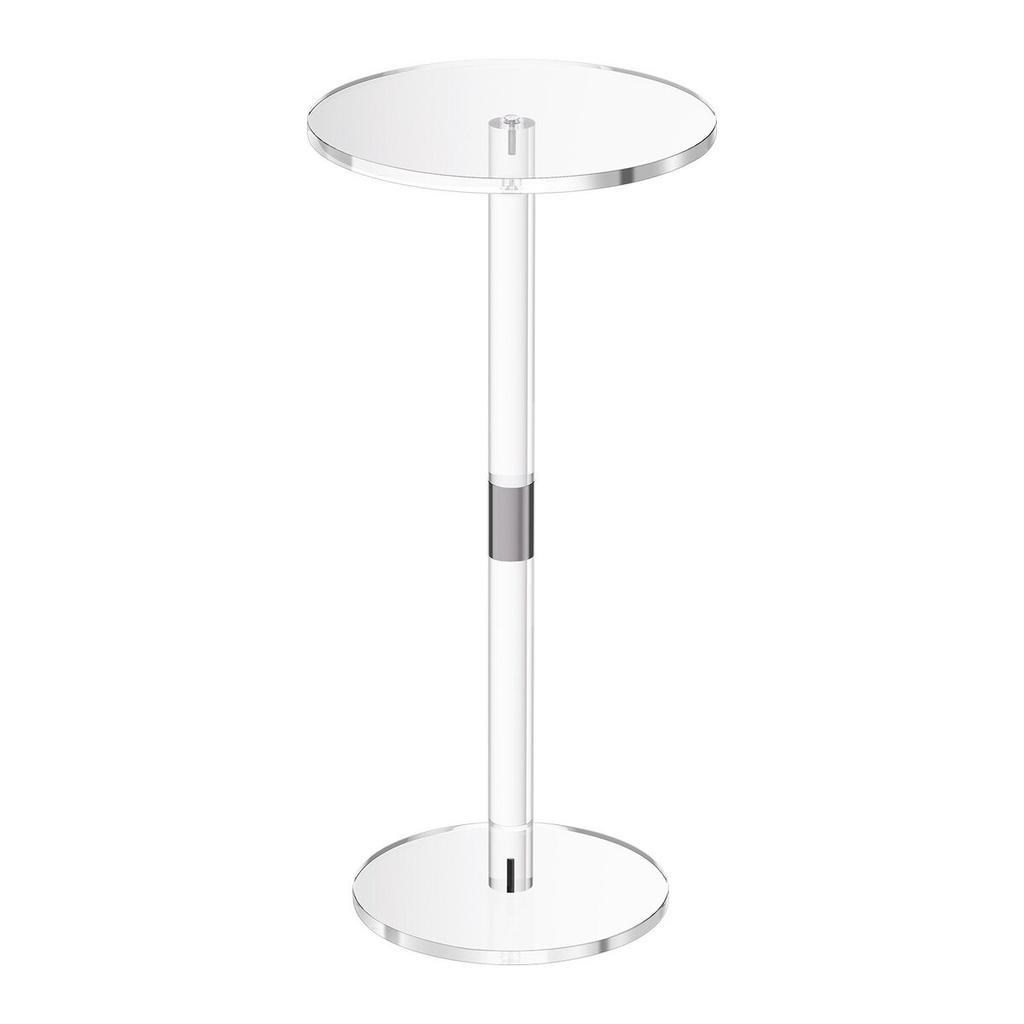 Acrylic Drink Table, Clear End Table Round Top with Solid Post, Modern Acrylic Cake Table Stand, Transparent Side Desk for Coffee, Drink, Food, Snack,