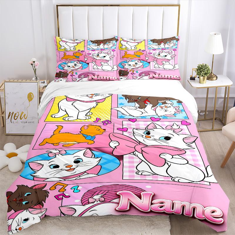 Custom Name Cute Pink Bow Heart Print 3Pcs Bedding Set Duvet Cover With 2 Bedro Pillowcase Home Birthday Gift