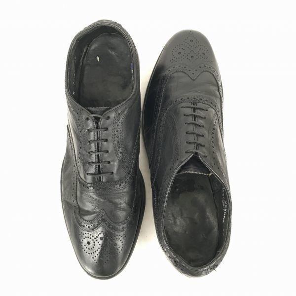 80s-90s Vintage USA FLORSHEIM Leather Goodyear Welt Wingtip 27.5 black(USED)