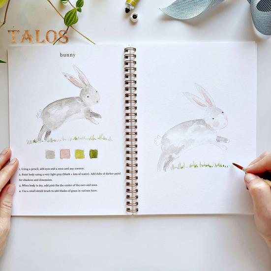 Watercolor Workbook 24 Colors Watercolor Painting Set with Brushes Spiral-Bound Water Coloring Book Art Craft Gifts for Beginners