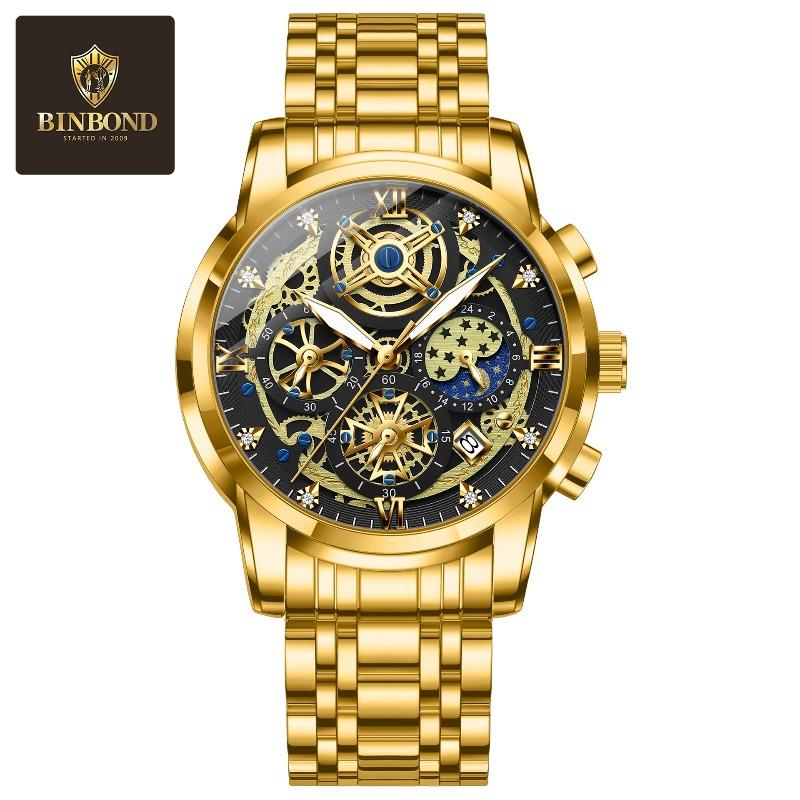 Binbang Men's Watch Casual Multifunctional Waterproof Trend Business Luminous Watch Men's Quartz Watch