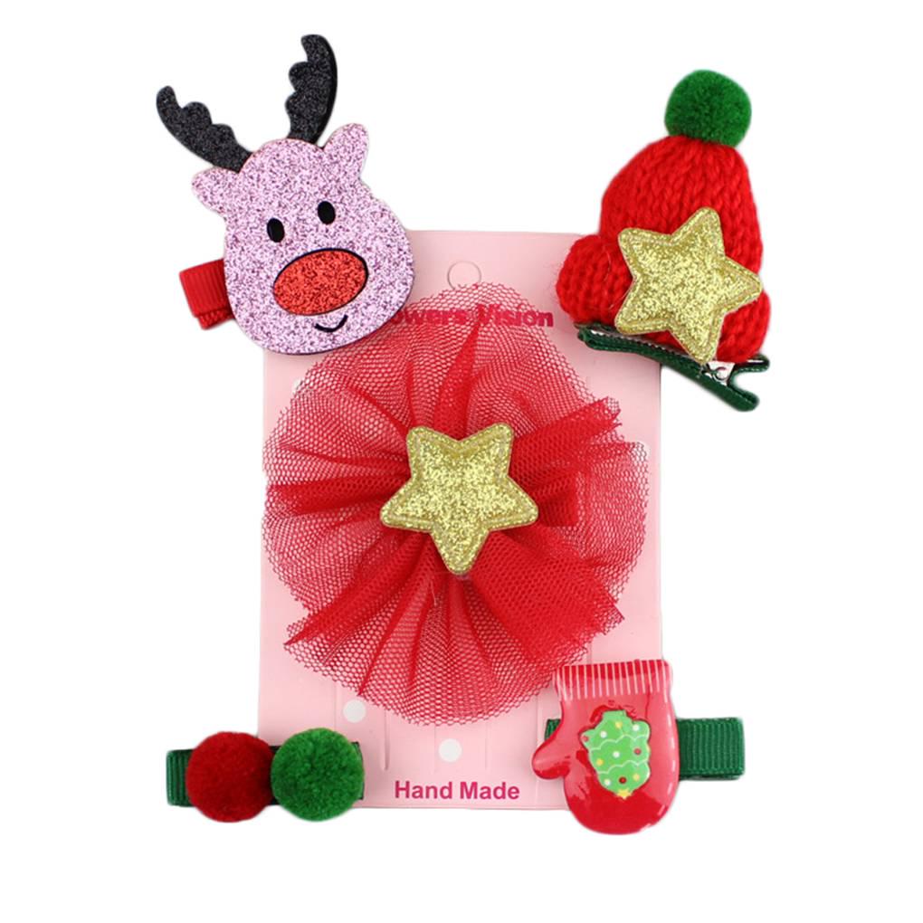 5pcs Christmas Hair Clip Hairpin Baby Girls Children Headdress Duckbill Clip Barrettes - Style 3