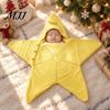 Cute Baby Photo Outfit Star Knit Sleep Sack, Christmas Newborn Swaddle with Hood, Festive Sleepwear Soft Wool Yarn Romper for 0-3 Months, Holiday