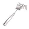 Stainless Steel Hand Rake Soil Tiller Small Beach Rake with Comfortable Handle 7 Sturdy Tines for Gardening Multi