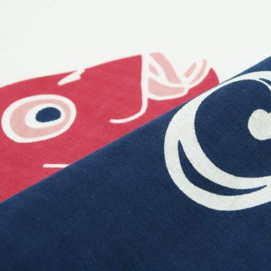 Dyeing Anbo Hand Towel Sea Authentic Dyed Cotton Tokuoka Made In Japan 35cm X 100cm "Dancing Bream" 100%