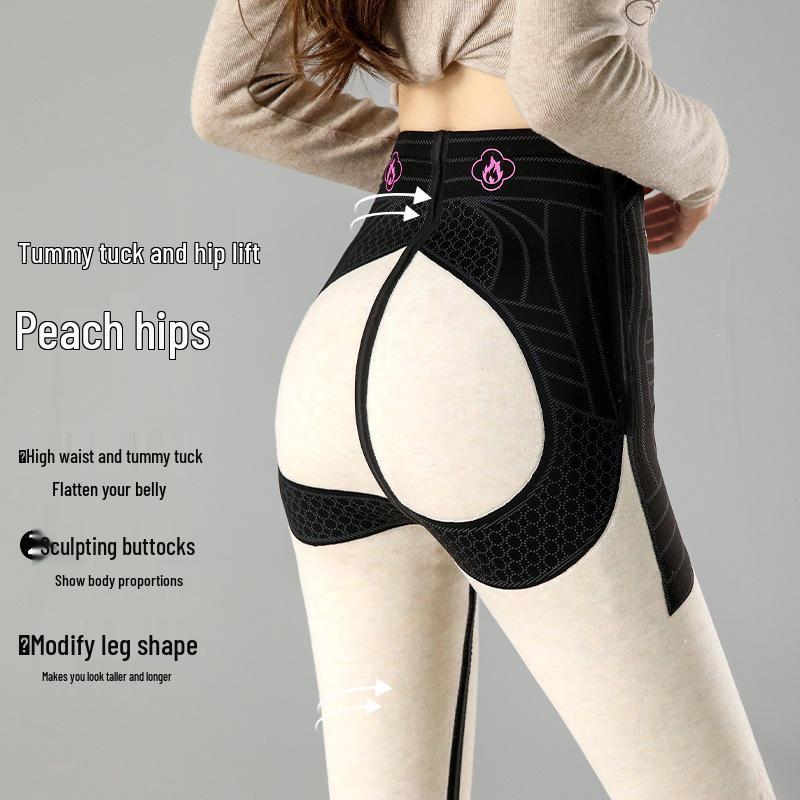 Women's High Waist Plus Velvet Gourd Pants - Thickened Cashmere Silk Warm Base Layer for Autumn/Winter