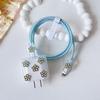 New flower data cable protective cover 14plus fast charging charging head 20w soft case is suitable for 11