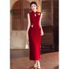 Sleeveless red cheongsam 1011 new toast dress bride women summer new Chinese engagement dress embroidery