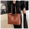 Vintage Large Capacity Faux Leather Tote Bag for Women, Chic Korean Style Commuter Shoulder Handbag, Soft Texture Fashion Work Bag
