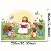 2D Religiöser Kinder Hintergrund, Jesus mit Engeln im Garten Fotografie Banner