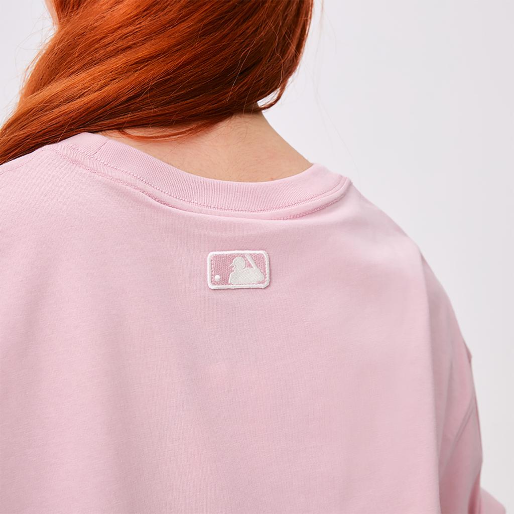New MLB Los Angeles Dodgers Heart SS25 T Shirt Unisex Heather Gray Pink 3ATSH0153-07PKM