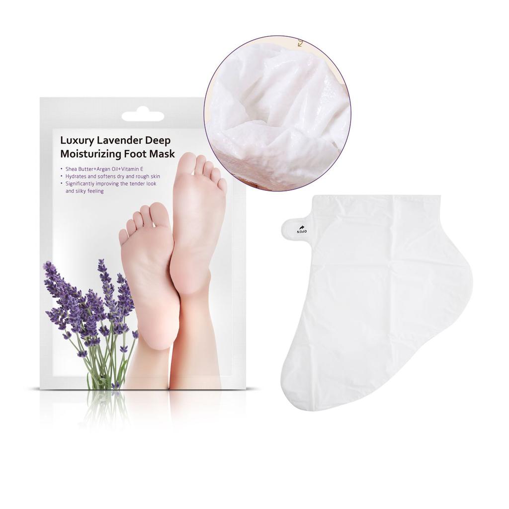 Rose & Olive Oil Foot Mask with Lavender, Deep Nourishing Moisturizing Exfoliating Foot Peel Socks