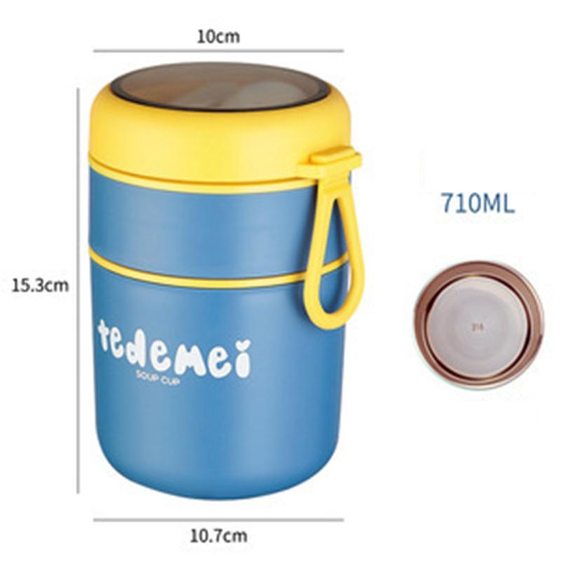 Insulated Stainless Steel Food Thermal Jar 530ml/710ml Soup Thermos Container Lunch Box for School Children Keeps Hot