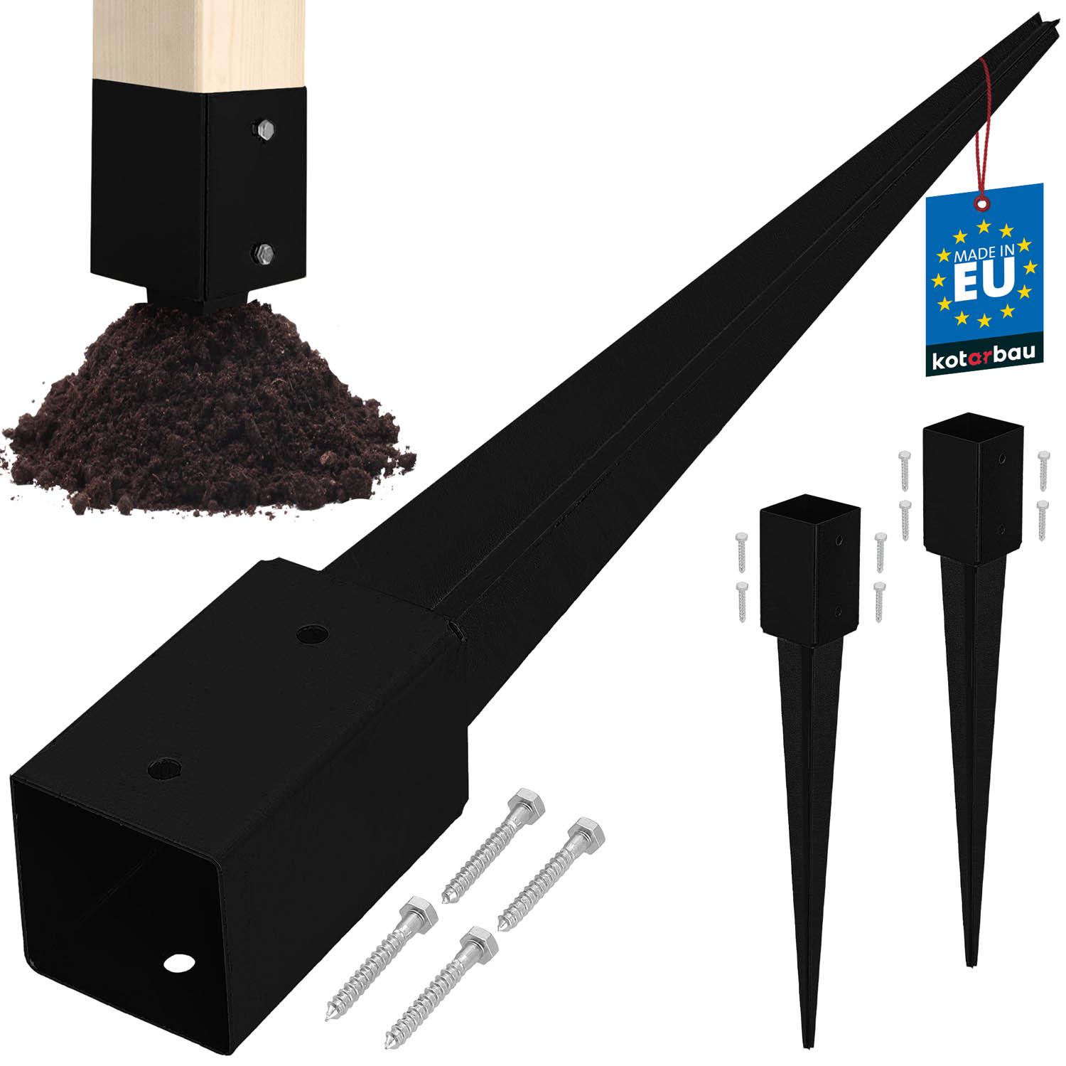 Kotarbau® Stalen Paalvoet Grondanker Voor Pergola's, Serres, 81 X 81 X 750 Mm, Zwart, Set Van 2