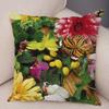 Colorful Butterflies And Blooming Flowers Pillow Pattern Cushion Cover Suitable For Sofa Bedroom Car Pillow Cover