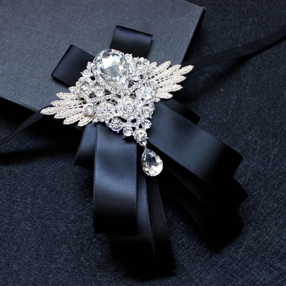 Retro Rhinestone Collar Flower Elegant Men's Suit Accessory Formal Gentleman's Bow Tie  Man