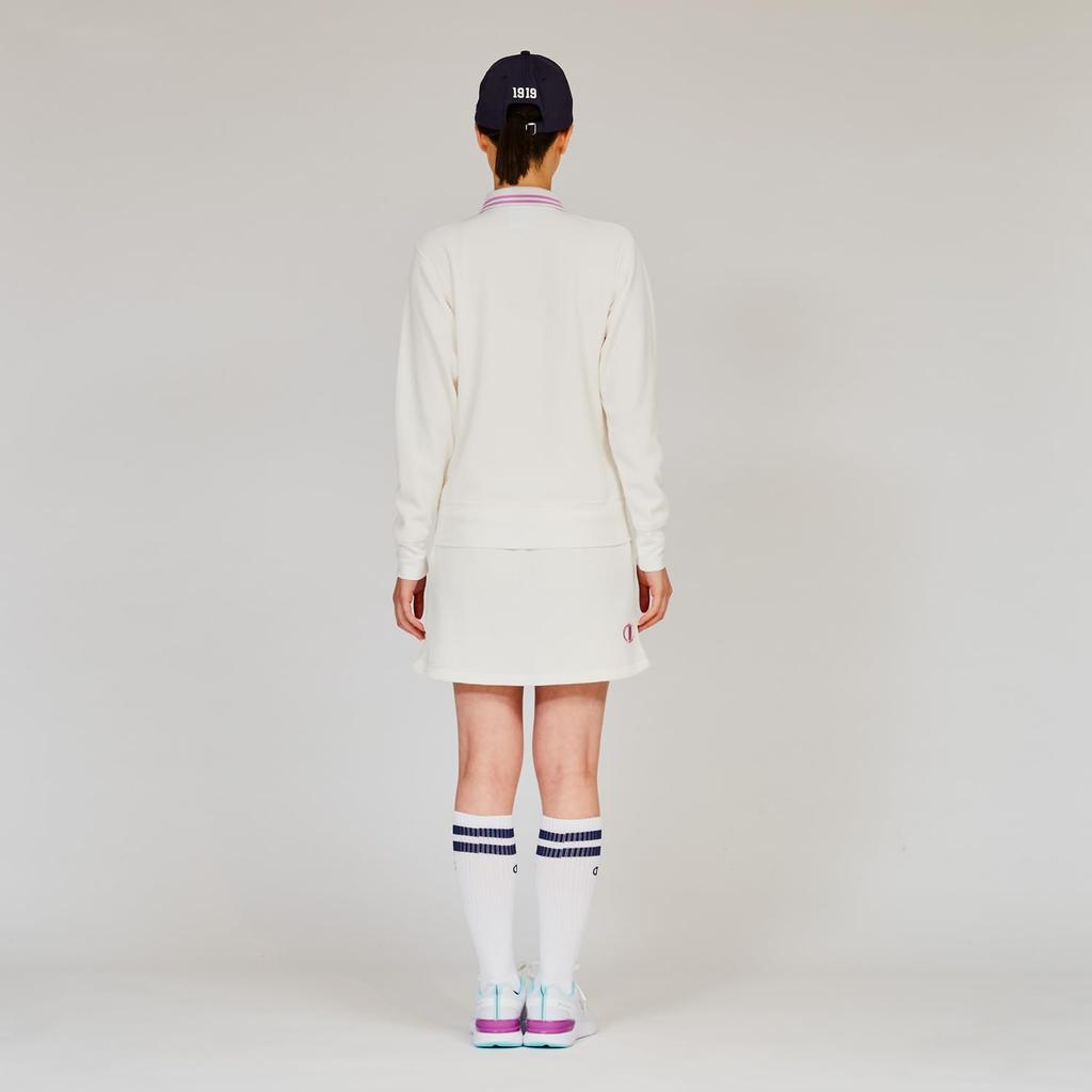 Champion Golf Long Sleeve Polo UV with Logo Women's Shirt, CW-AG407, Off-White, Protection, Quick-Drying, Warm, One-Point