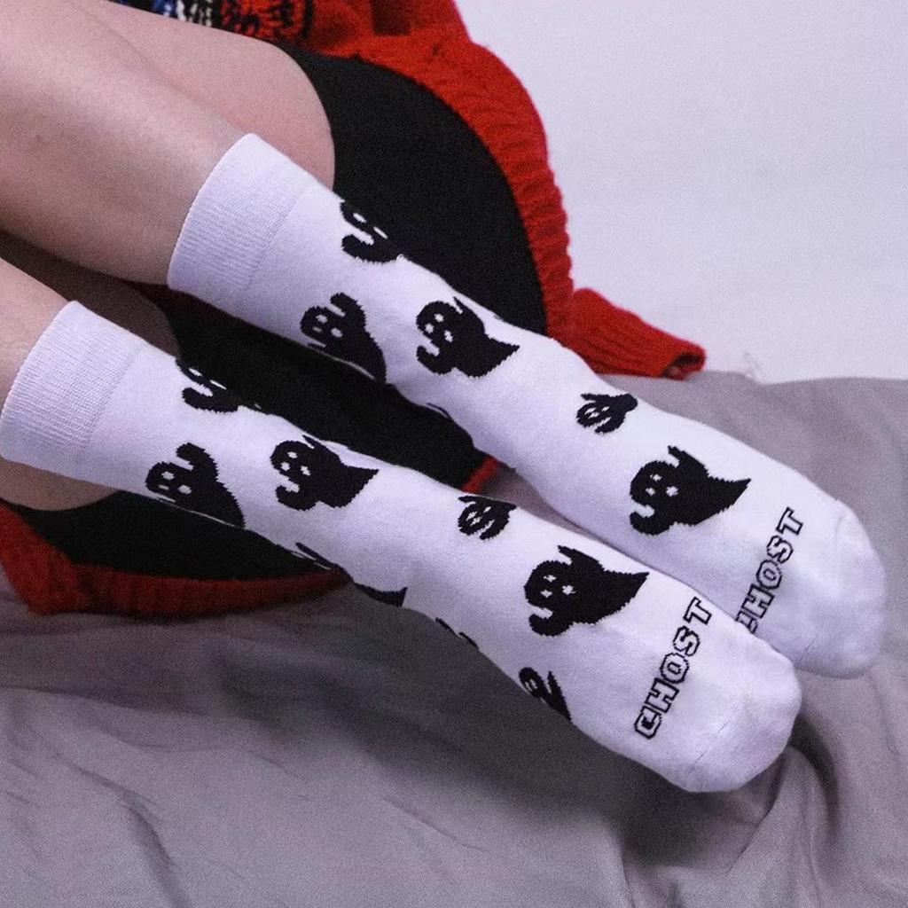 Harajuku Charakteristische Paarsocken Lustig Cosplay Outdoor Trend Paarsocke Geisterdruck Herren Damen Mittelrohrsocken