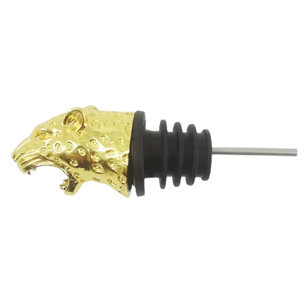 Elegant Zinc Alloy Leopard Head Wine Pourer Stopper Bottle Stopper Metal Texture for Wine and Home Decor Enthusiasts