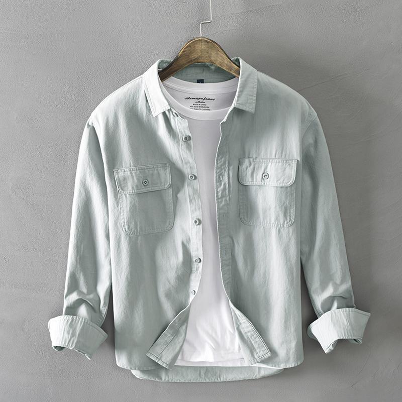 Turn-down Collar Shirts Simplicity Handsome Loose Man Casual Streetwear Button Pockets Capable Spring Summer Thin Men's Clothing