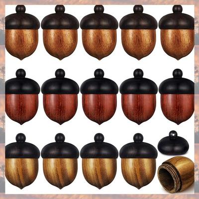 2025 Trend 15 PCS Miniature Wood Acorn Charms Detachable Wooden Acorn Pendant 3 Colors Shaped Wood Acorn Nut Box For Jewelry Mak