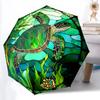 1pc Sea Turtle Stained Glass Automatic Open/Close Umbrella, Compact Travel Umbrella, 8-Rib Sturdy Frame - Ideal Gift for Friends Yy251118092