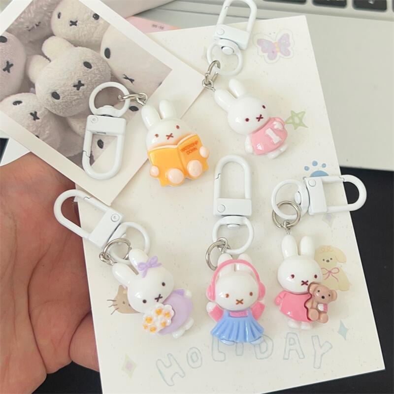 5 pezzi portachiavi Miffy creativo di alto valore cartone animato animazione bambola forma bambola cuore di ragazza studente fai da te zaino ciondolo decorazione
