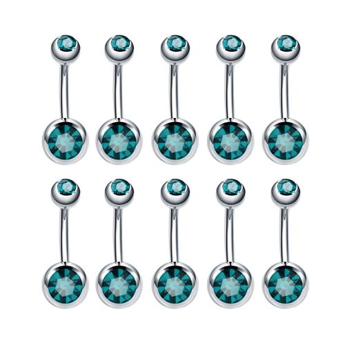10Pcs Stainless Steel Belly Button Piercings Navel Earrings Gemed Goth Belly Rings Piercing Ombligo Punk Body Jewelry Women Men
