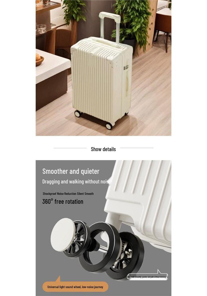 Durable Large-Capacity Leather Travel Suitcase with Universal Wheels and Password Lock
