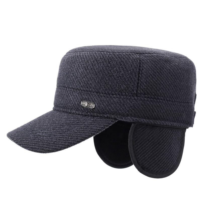 Autumn Winter Middle-Aged S Flat Cap Men' Outdoor Warm Cotton Hat Coldproof Ear Protection Cap