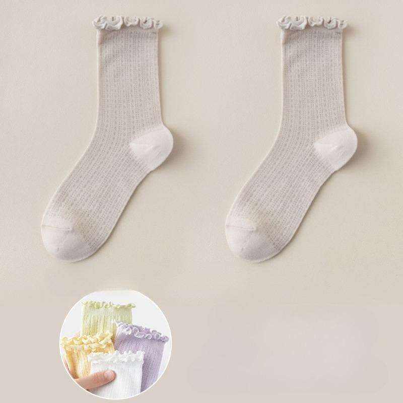 Female Summer Thin Mesh Hollow Out Breathable Suction Sweat Can Not Afford Ball In The Tube Stack Socks