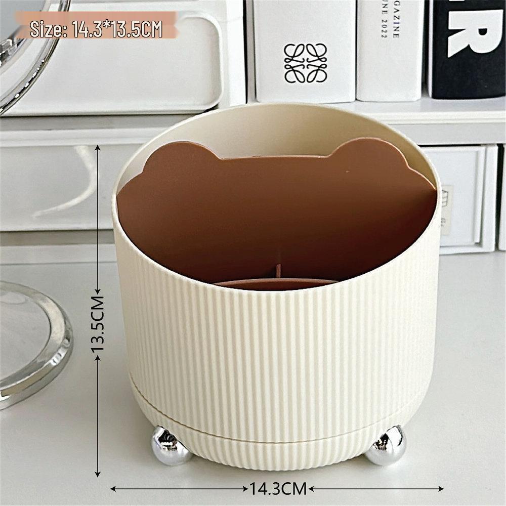 Premium Rotating Cosmetic Organizer: Minimalist Box for Makeup Brushes, Lipsticks, Puffs & Pens