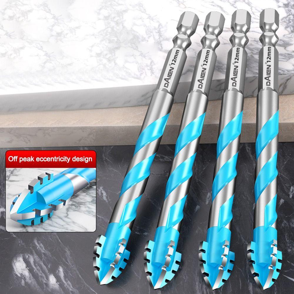 Four-Edged Eccentric Drill Bit Serrated High Hardness Tile Drill Bit Skewed Head Concrete Drill Bit Set Drilling Tool