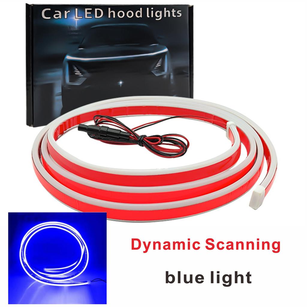 Car Start Scanning Dynamic Through-type Daytime Running Light Middle Grille Modification Universal Led Hood Light Decorative Lig