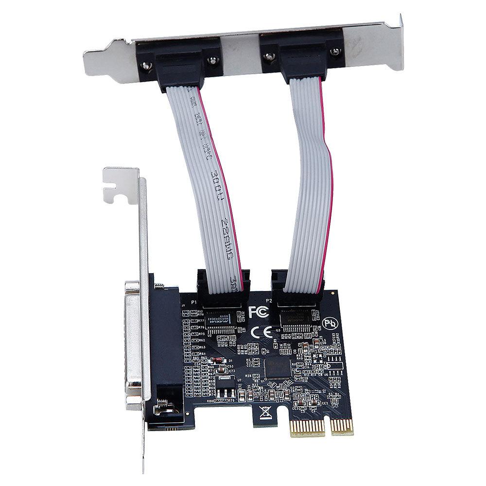 TXB076 ASIX/AX99100 Chip Pcie 1 Parallel to 2 Serial COM Port RS232 to 9-pin Expansion Card