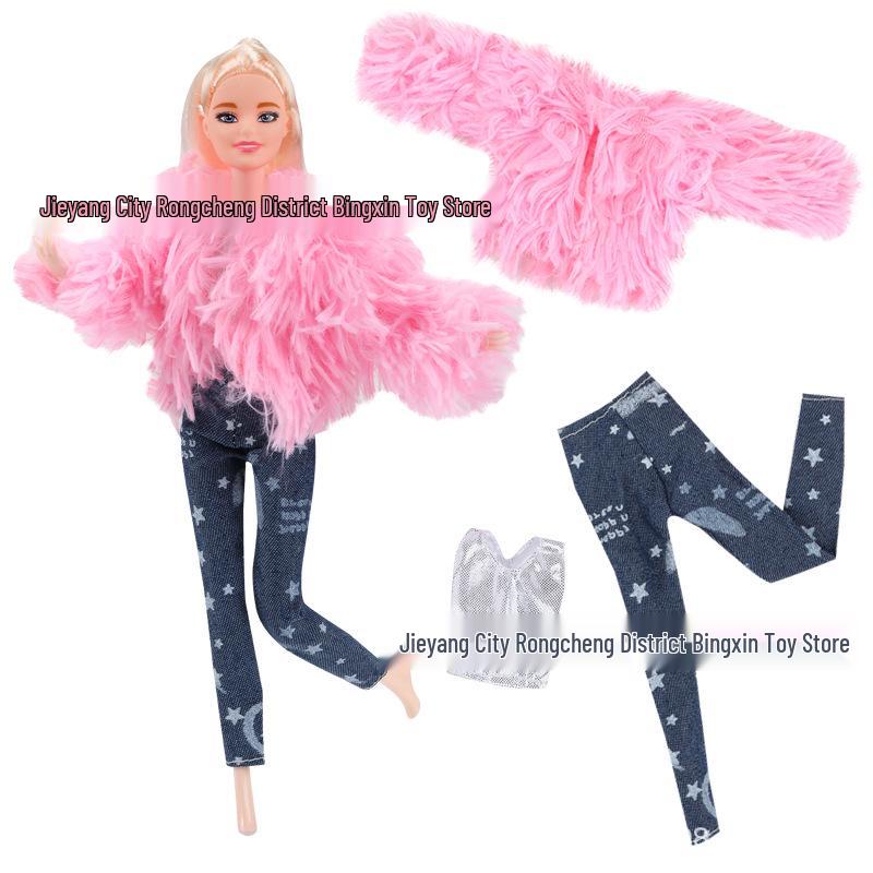 11-Inch Barbie Doll 3-Piece Fashion Set: Woolen Coat & Dress