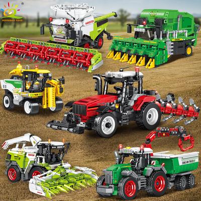 HUIQIBAO Modello Camion Agricolo Blocco da Costruzione Trattore Coltivatore Mietitrice Veicolo MOC Mattoncino Auto Città Costruzione Giocattolo Per Bambini